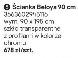 Drzwi prysznicowe przesuwne Beloya promocja w Castorama