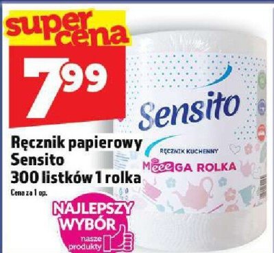 Ręcznik papierowy Sensito 300 listków 1 rolka promocja w TOPAZ