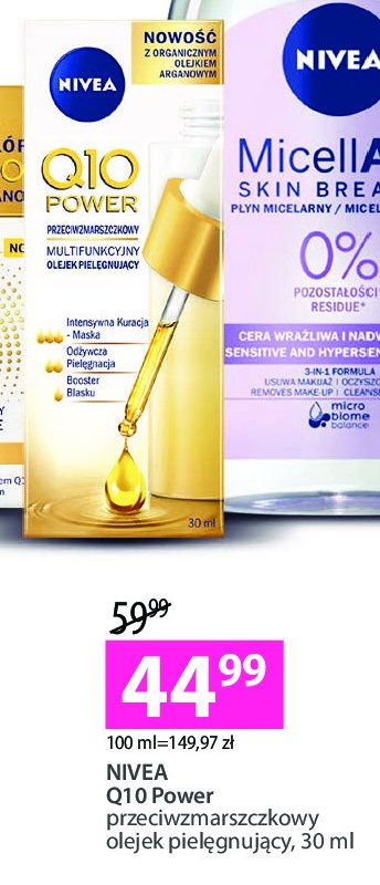 Przeciwzmarszczkowy multifunkcyjny olejek pielęgnujący Nivea q10 promocja