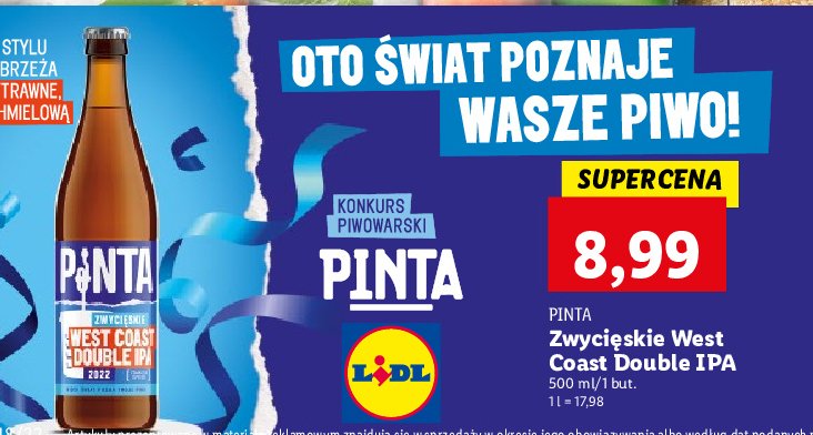 Piwo Pinta zwycięskie west coast double ipa 2022 promocje