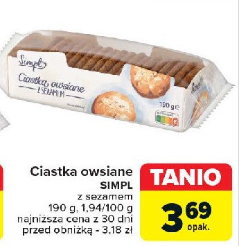 Ciastka owsiane z sezamem Simpl promocja