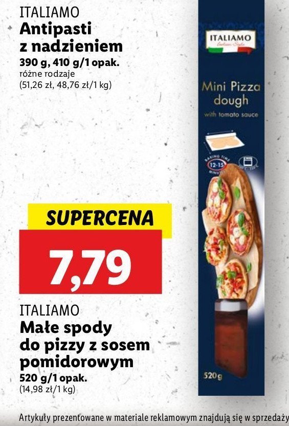 Ciasto mini pizza z sosem pomidorowym Italiamo promocja