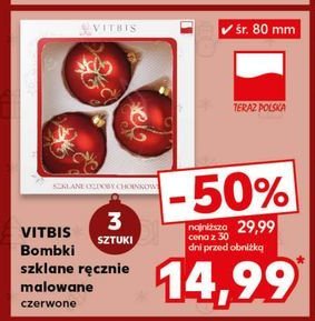 Bombki szklane dekorowane śr. 80 mm Vitbis promocja