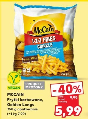Frytki mrożone McCain 1,2,3 Fries Crinkle / Golden Longs karbowane 750g promocja w Kaufland