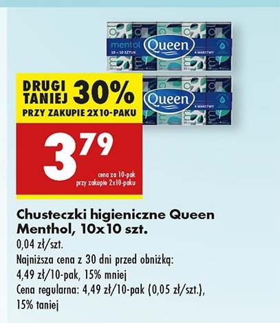 Chusteczki higieniczne mentol Queen promocja