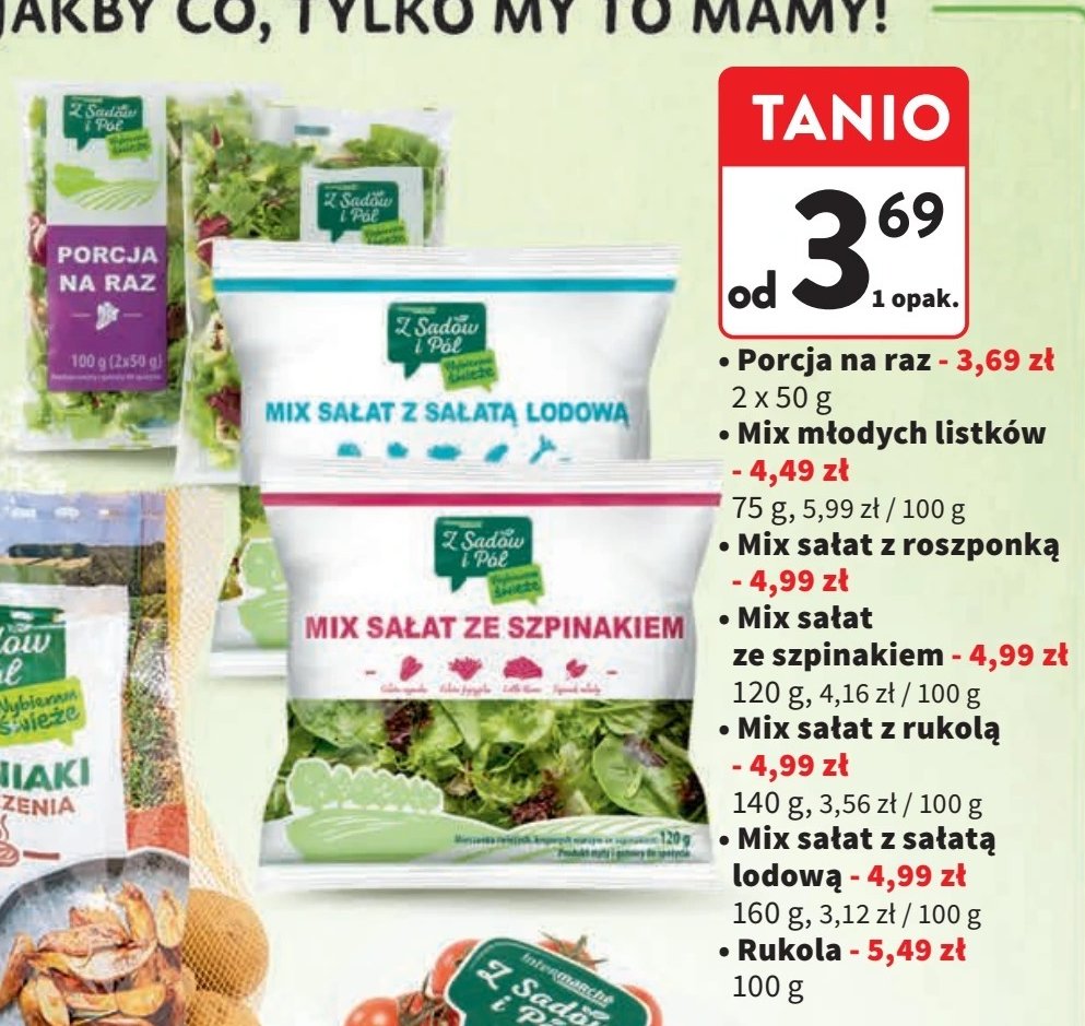 Mix młodych listków Z sadów i pól promocja w Intermarche