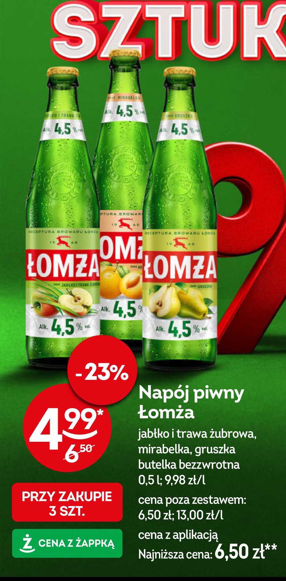 Piwo Łomża gruszka promocja w Żabka