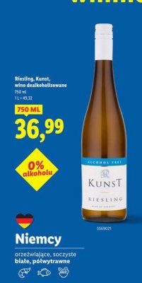 Wino dealkoholizowane Riesling białe półwytrawne promocja w Lidl