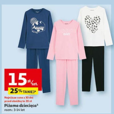 Piżama dziecięca rozmiar 3-14 lat promocja w Auchan