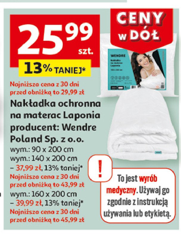 Nakładka na materac laponia 160 x 200 cm Wendre promocja