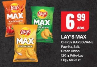 Chipsy karbowane Lay's Max Papryka, Salt, Green Onion promocja w Chorten