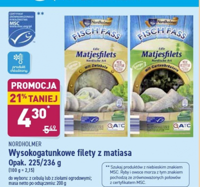 Filety z matiasa z cebulą Nordholmer promocja