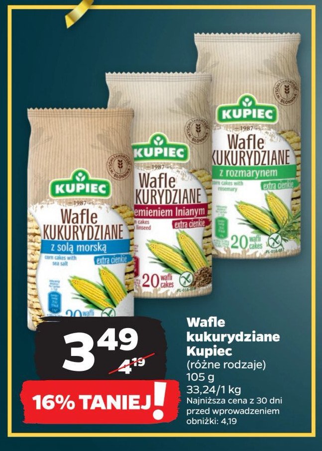 Wafle kukurydziane z rozmarynem Kupiec promocja