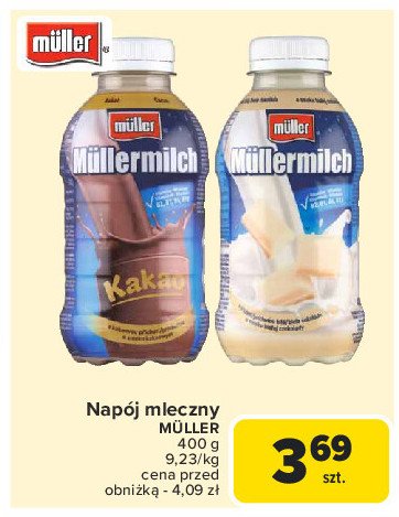 Napój mleczny kakao Mullermilch promocja w Carrefour Market