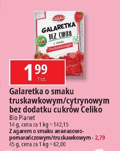 Galaretka z agarem truskawkowa Celiko promocja