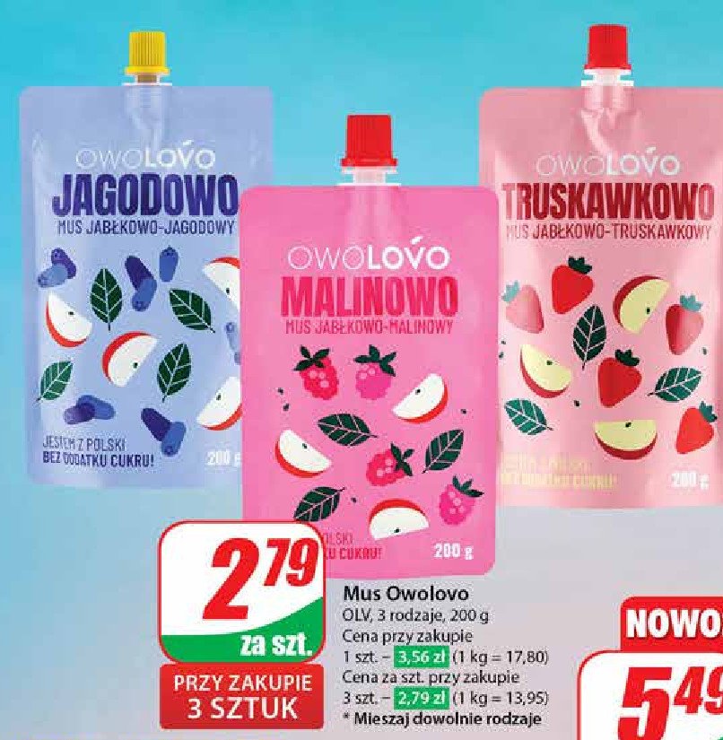 Mus jabłkowo-truskawkowy Owolovo promocja w Dino