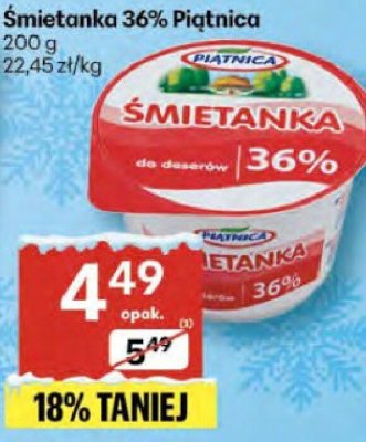 Śmietanka 36% Piątnica promocja w Delikatesy Centrum