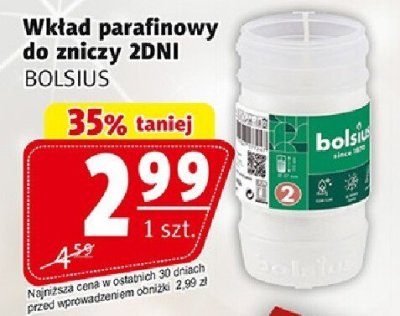 Wkład parafinowy do zniczy 2DNI BOLSIUS promocja w Prim Market