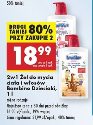 Żel do mycia ciała i włosów 2w1 bolek i lolek flaming Bambino dzieciaki promocja