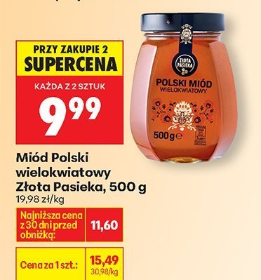 Miód polski wielokwiatowy Złota Pasieka, 500 g promocja w Biedronka