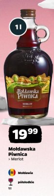 Wino Mołdawska Piwnica Merlot półsłodkie czerwone promocja w Netto