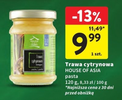 Trawa cytrynowa HOUSE OF ASIA pasta 120g promocja w Intermarche