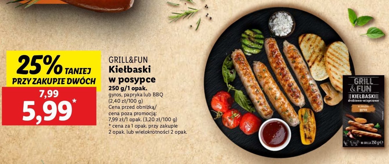 Kiełbaski grillowe gyros Grill and fun promocja