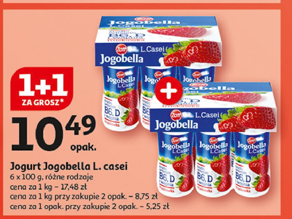 Jogurt truskawka ZOTT JOGOBELLA L. CASEI promocja w Auchan