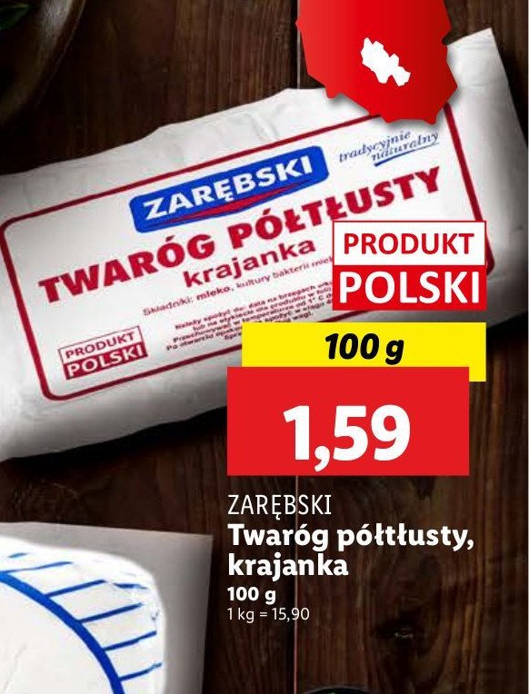 Twaróg półtłusty krajanka Zarębski promocja w Lidl