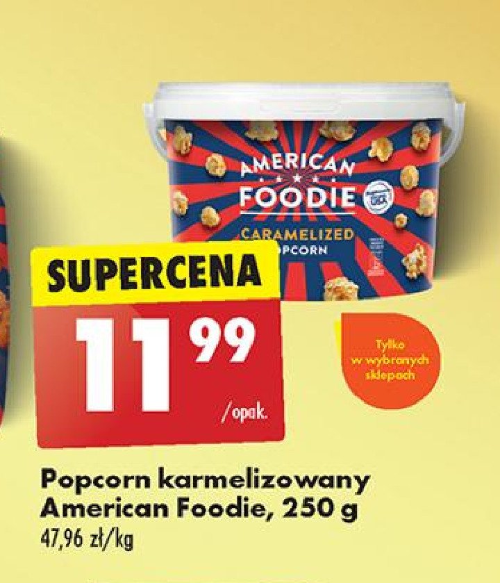 Popcorn karmelizowany American foodie promocja w Biedronka