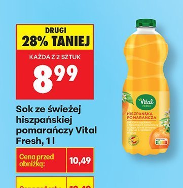 Sok ze świeżej bezpośredniej pomarańczy Vital Fresh, 1 l promocja w Biedronka