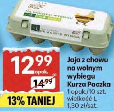 Jaja z chowu na wolnym wybiegu Kurza Paczka promocja w Delikatesy Centrum