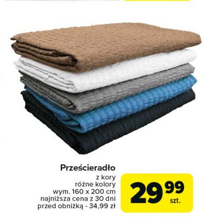 Prześcieradło kora 160 x 200 cm promocja w Carrefour