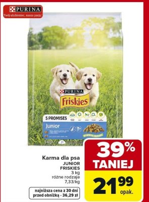 Karma dla psa Junior Friskies 3kg różne rodzaje promocja w Carrefour Market