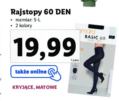 Rajstopy damskie basic 60 den s-l Esmara promocja