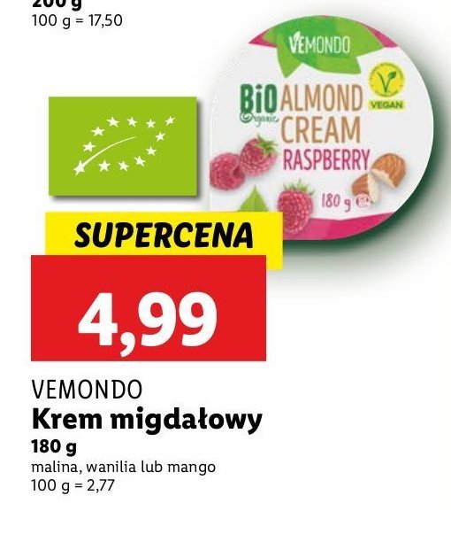 Krem migdałowy wanilia Vemondo promocja w Lidl