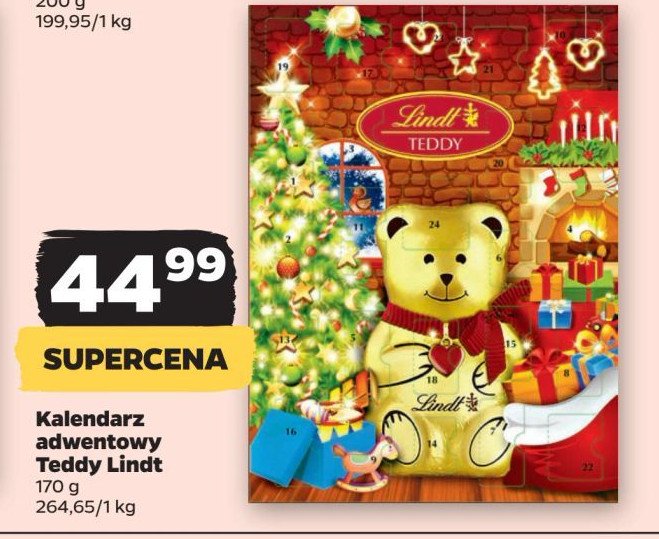 Kalendarz adwentowy miś Lindt promocja w Netto