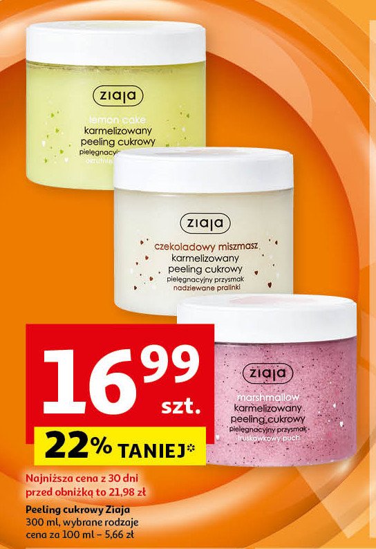 Peeling cukrowy karmelizowany czekoladowy miszmasz Ziaja pielęgnacyjne przysmaki promocja