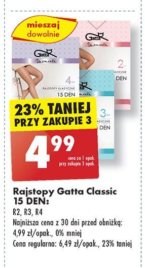 Rajstopy classic 15 den rozm. 3 Gatta promocja