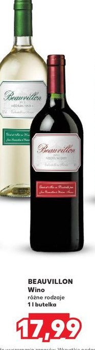 Wino Beauvillon medium dry promocja