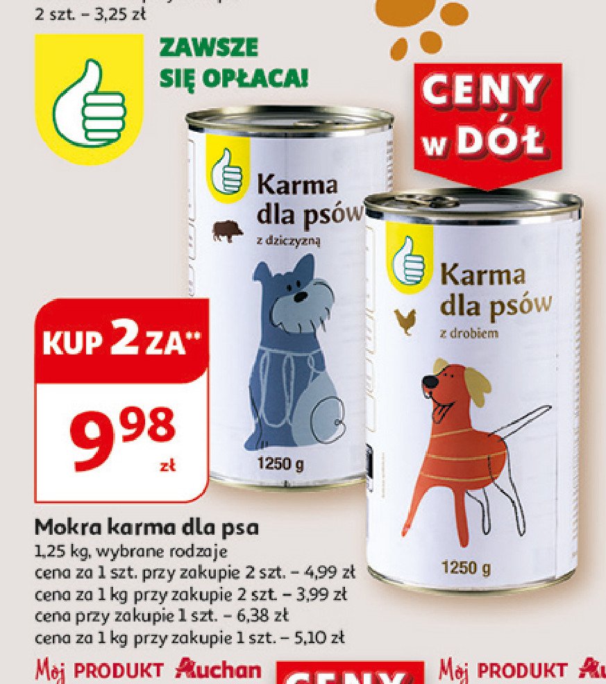 Karma dla psów z drobiem Podniesiony kciuk promocja