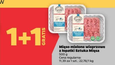 Mięso mielone wieprzowe z łopatki 1+1 GRATIS Sztuka Mięsa promocja w Netto