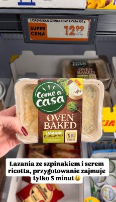 Lasagne Bolo Szpinak Come a Casa 400g promocja w Biedronka