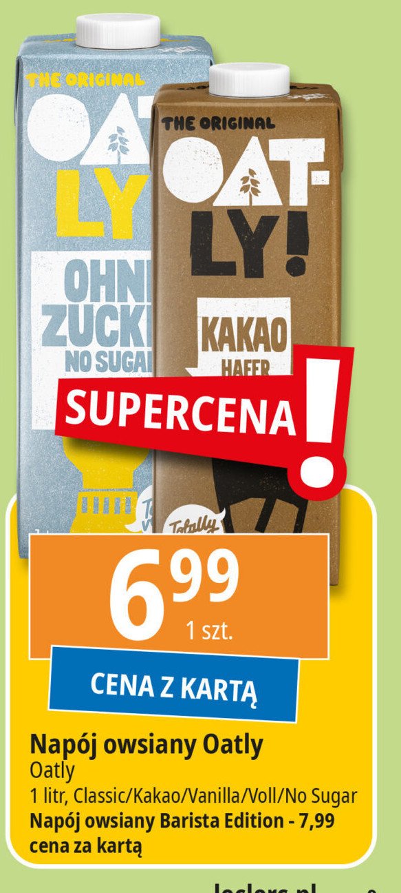 Napój owsiany waniliowy OATLY promocja w Leclerc