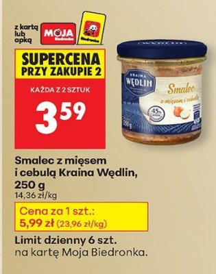 Smalec z mięsem i cebulą Kraina Wedlin, 250 g promocja w Biedronka