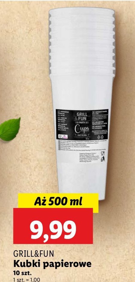 Kubki papierowe Grill and fun promocja w Lidl