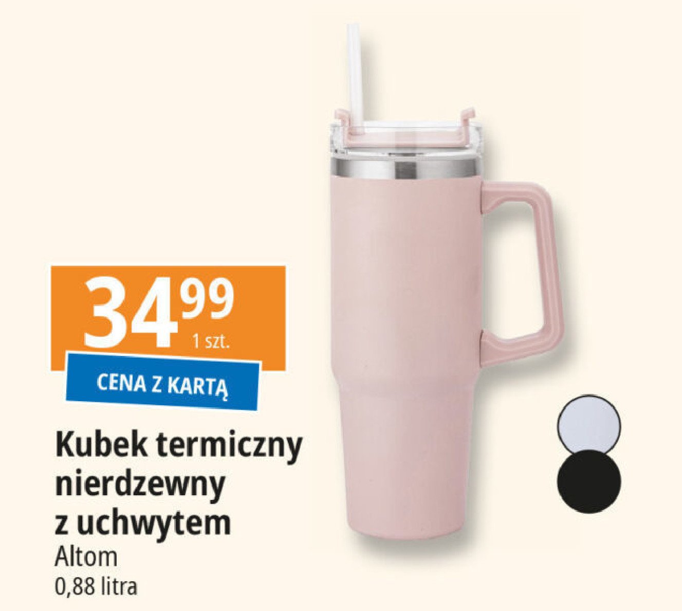 Kubek termiczny ze słomką 880 ml Altom promocja w Leclerc