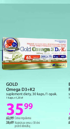 Kapsułki wspomagające pracę serca Olimp labs gold omega 3 d3 + k2 promocja