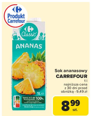 Sok ananasowy Carrefour classic promocja w Carrefour Market