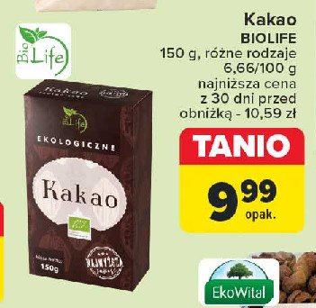 Kakao ekologiczne Biolife promocja